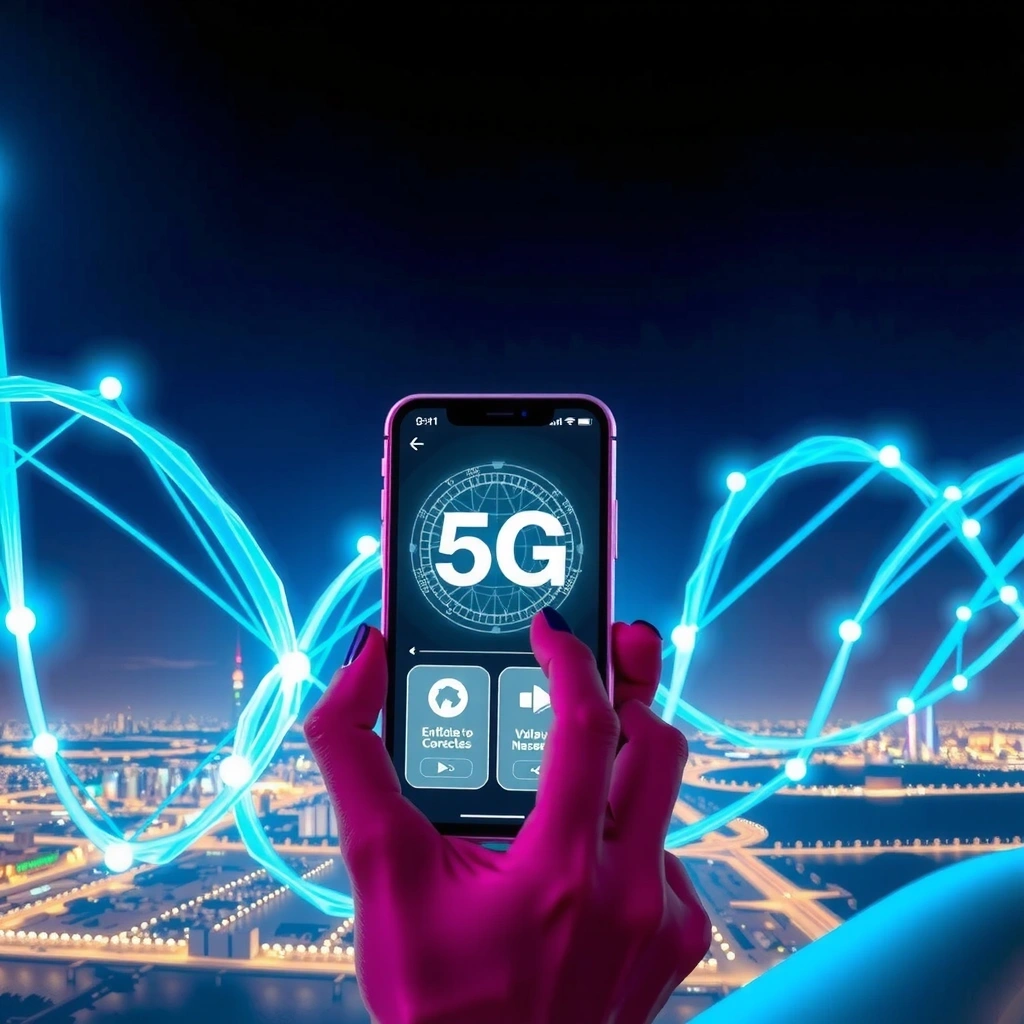 Futuristic smartphone with 5G interface